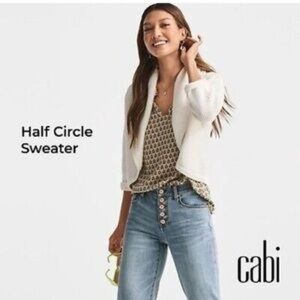 Cabi Women's White Half Circle Sweater